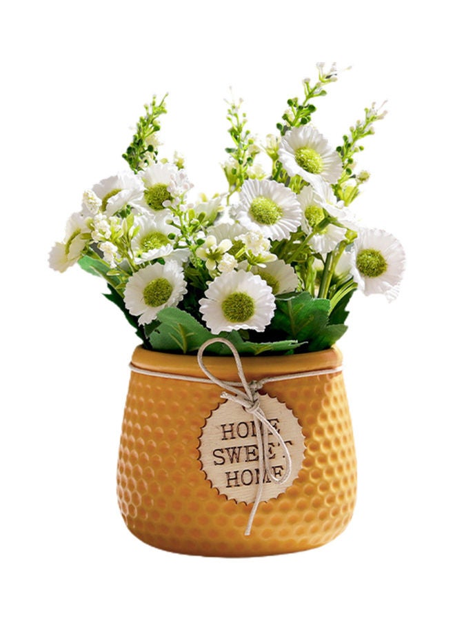 Bonsai Simulation Vivid PVC Ceramics Artificial Flowers Bouquet with Vase Multicolour